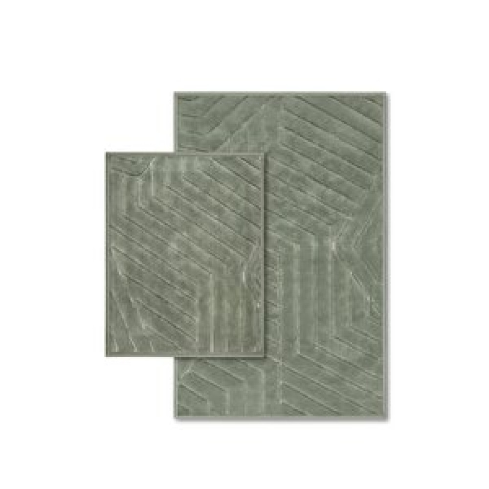 Bluenity Zigzag Doğal Pamuklu 2'li Banyo Kilim Seti 60x100+50x60 Cm - Haki Banyo Halısı Fiyatı