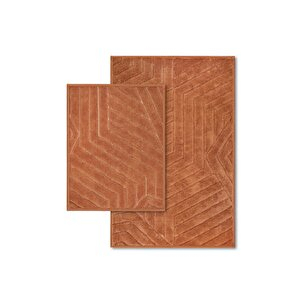 Bluenity Zigzag Doğal Pamuklu 2'li Banyo Kilim Seti 60x100+50x60 Cm - Kiremit Banyo Halısı Fiyatı