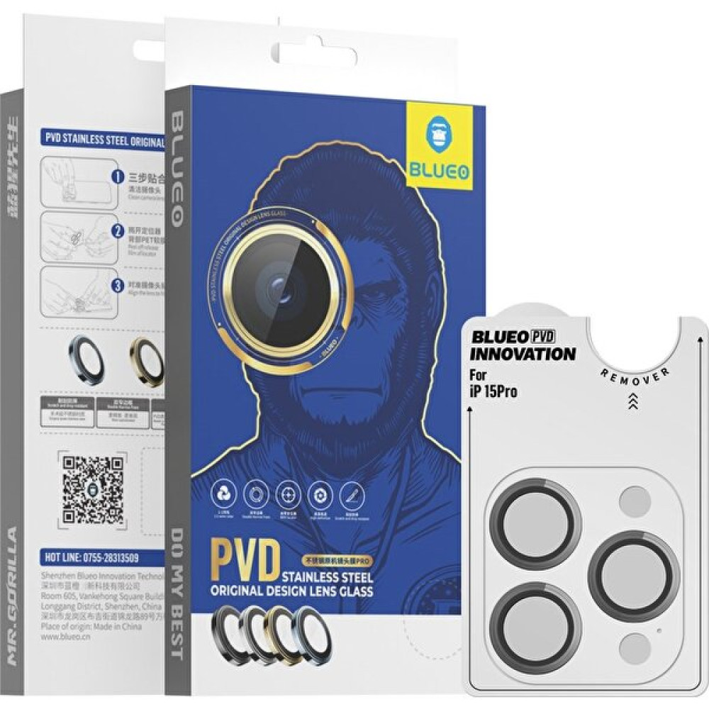 Blueo iPhone 15 Pro Max Pvd Stainless Steel Su ve Toz Geçirmez Lens Koruyucu Gri Cep Telefonu Ekran Koruyucusu Fiyatı