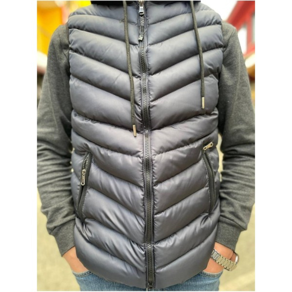 Blues Moda Çıkarılabilir Kapüşonlu Siyah Trend Yelek Erkek Yelek Fiyatı