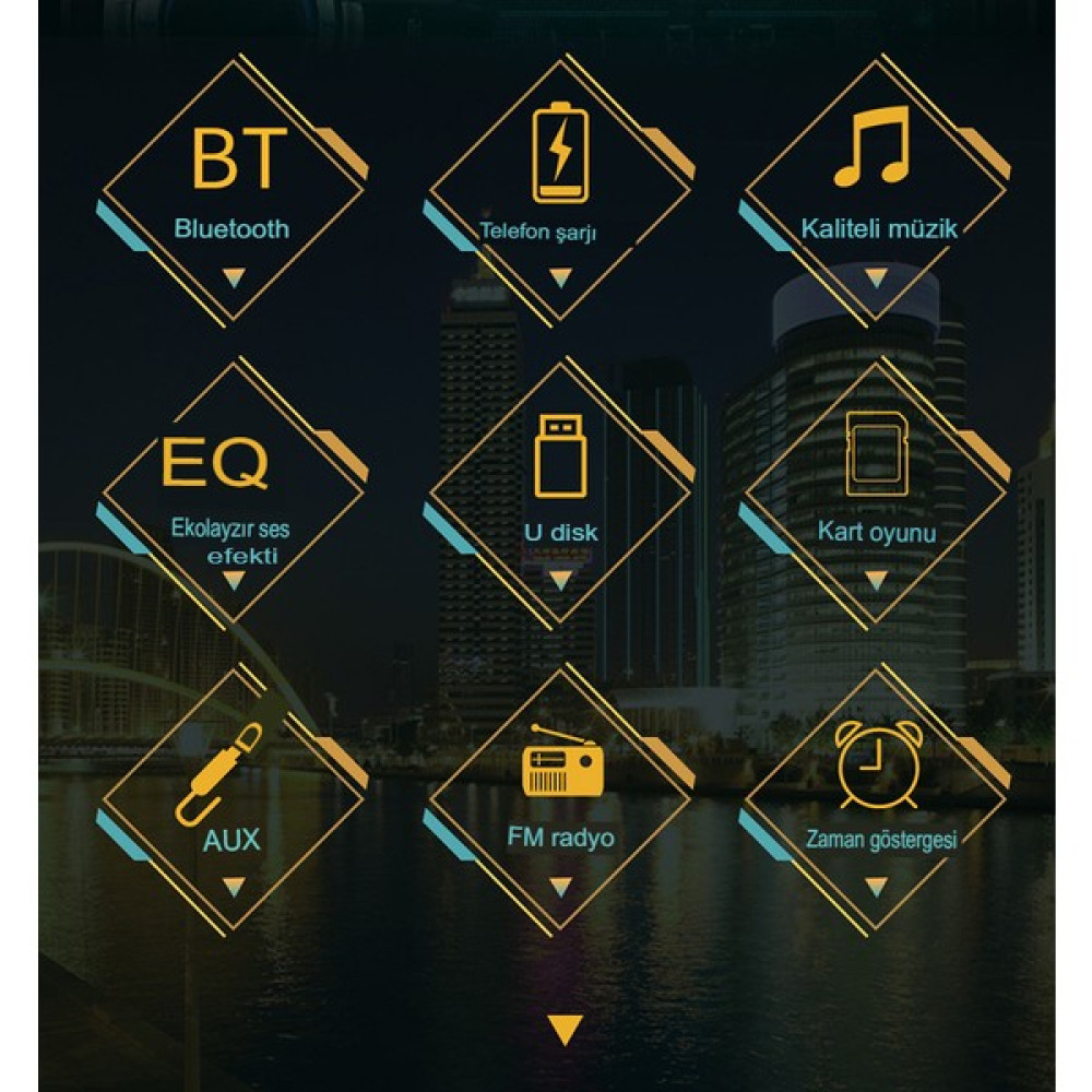 Bluetooth Oto Teyip Araba USB Teyp Fm Sd USB Stereo Ses Radyo Aux Kumandalı - Siyah Oto Teypleri Fiyatı