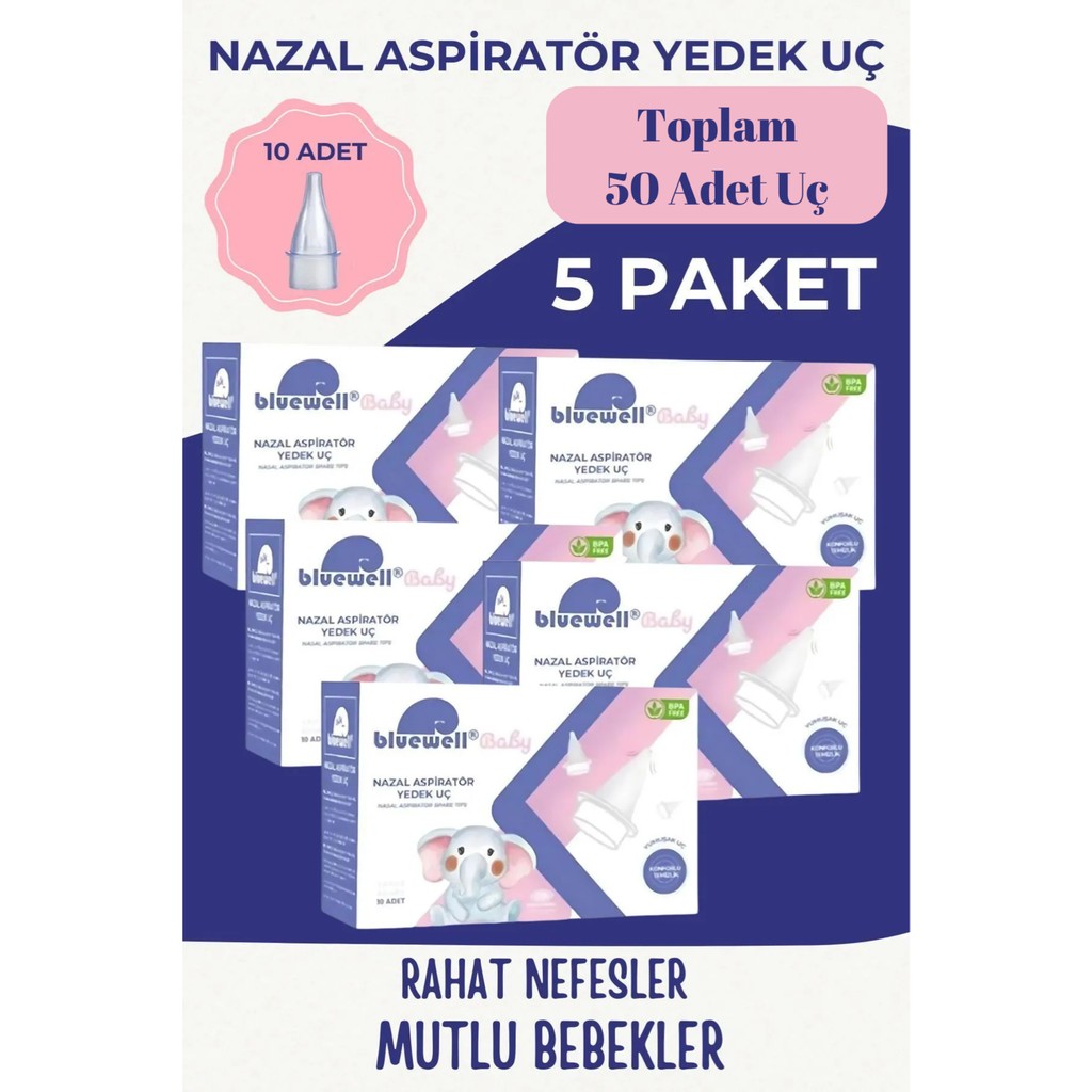 Bluewell 5x Otribebe Brunobaby Weebaby Uyumlu Nazal Aspiratör Yedek Uç Burun Aspiratörü Ucu Yumuşak Uç 10'lu - 50 Aspiratörler Fiyatı
