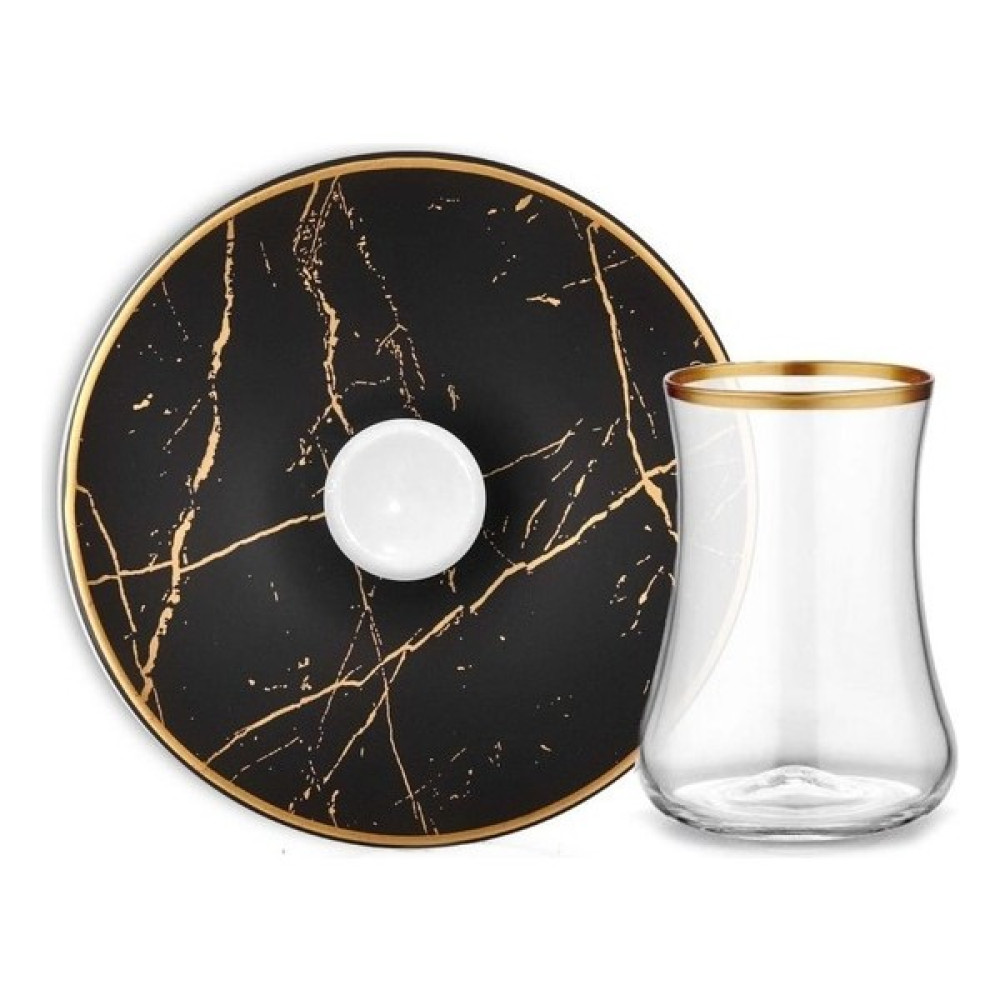 Blumest Marble Black 12 Parça Çay Takımı (6 Çay Bardağı + 6 Çay Tabağı) Fincan / Bardak / Kahve Takımı Fiyatı