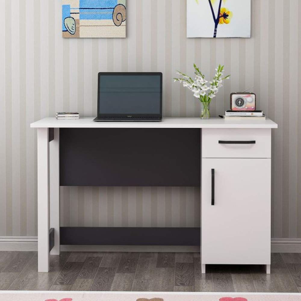 BMdekor Çalışma Masası Nest Beyaz Antrasit - 60 x 120 cm - Antrasit - Beyaz Çalışma Masası Fiyatı