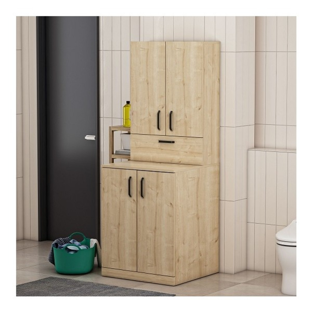 BMdekor Çamaşır Makinesi Dolabı Poyraz Meşe Banyo Dolabı / Mobilyası Fiyatı