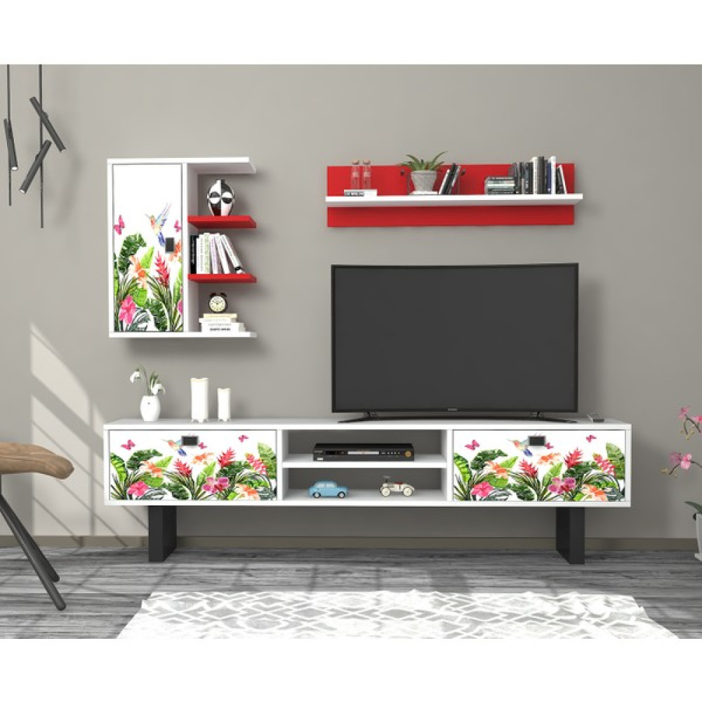 BMdekor TV Ünitesi Olive Beyaz Kırmızı 180 cm Tv Ünitesi / Sehpası Fiyatı