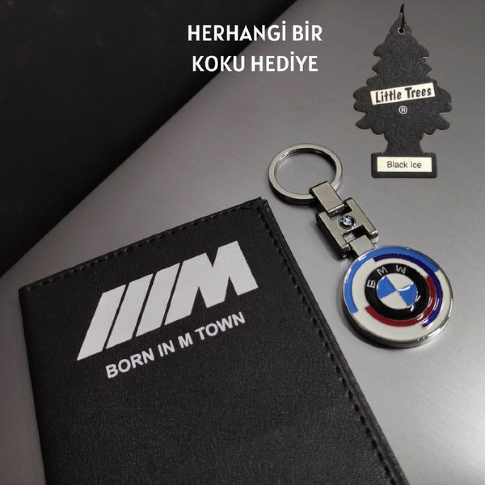 BMG Otomotiv Bmw Logolu Ruhsat Kabı Bmw Logolu Metal Anahtarlık Litte Trees Koku Hediyeli - Siyah Anahtarlık Fiyatı