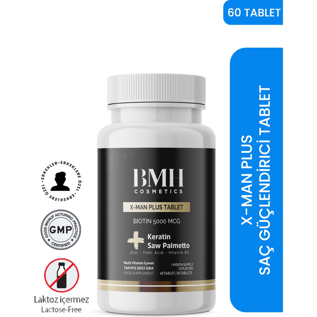 BMH Cosmetics X-Man Plus Saç Güçlendrici Tablet 60 Adet ( Keratin + Saw Palmentto ) Diğer Fiyatı