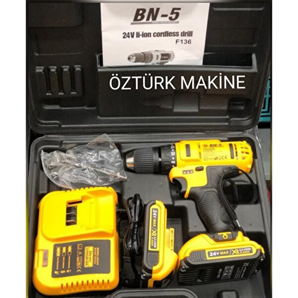 BN-5 Bn-5 24 V 5 Ah Hd Li-On Lityum Çift Akülü Şarjlı Matkap Elektrikli El Aletleri Fiyatı