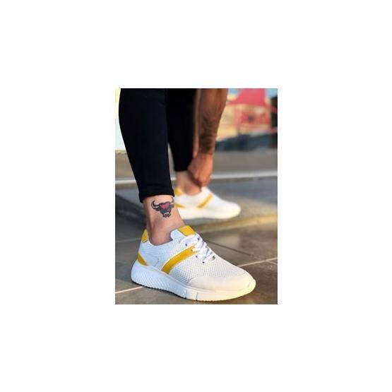 Boa BA0139 Sarı İçi Dışı Hakiki Deri Beyaz Sneakers Erkek Ayakkabı