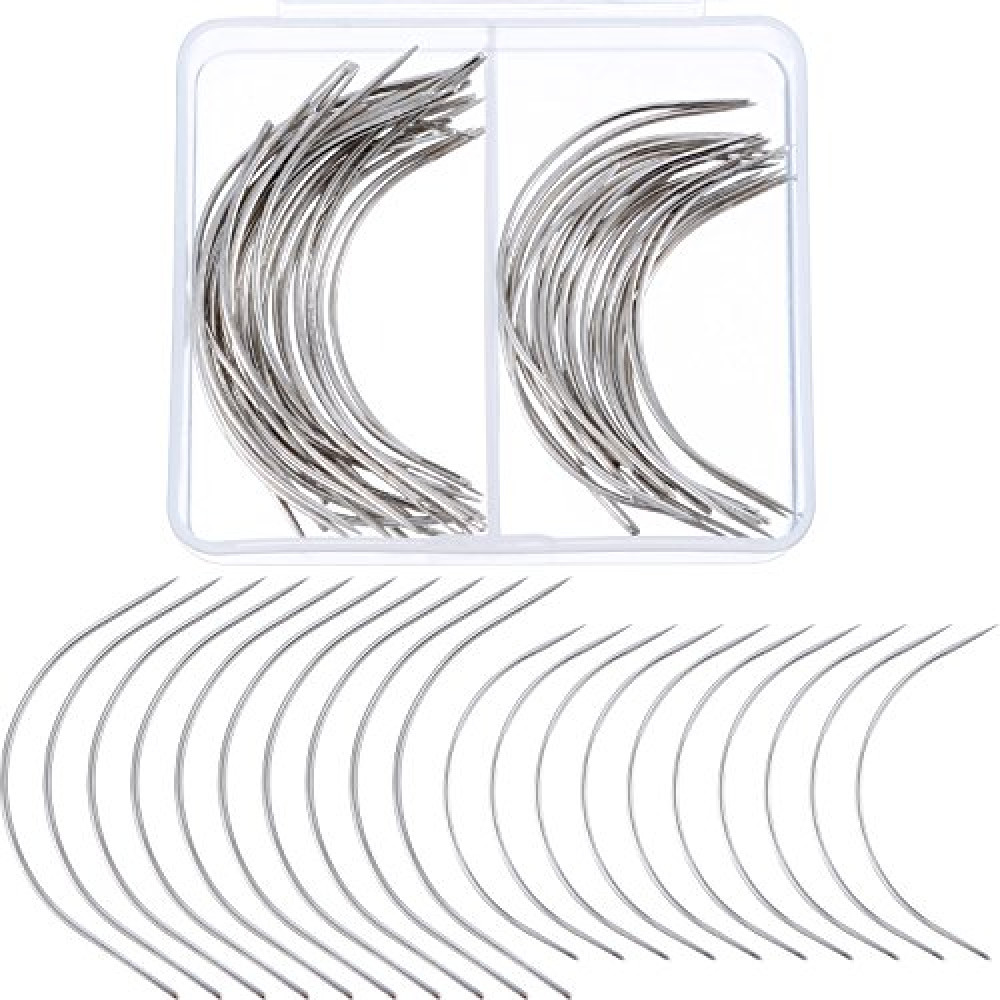 Boao 50 Pcs Hair Needles Curved Hair Extension Needles for Sewing Wig Making, Carpet Leather, Canvas Repairing, Modelling and Crafts, Small and Big
