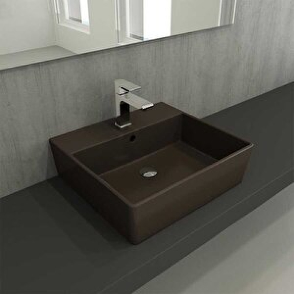 Bocchi Milano 1216-025-0126 Batarya Banklı Lavabo 50 Cm Mat Kahve Lavabo Fiyatı