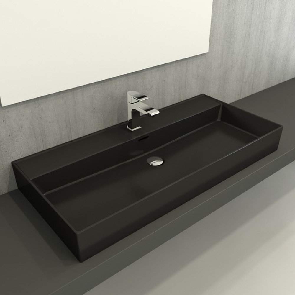 Bocchi Milano Lavabo 100 cm Mat Siyah - Yok Lavabo Fiyatı
