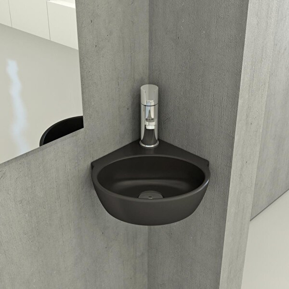 Bocchi Mini Köşe Lavabo 30 cm Mat Siyah 1392-004-0126 Lavabo Fiyatı