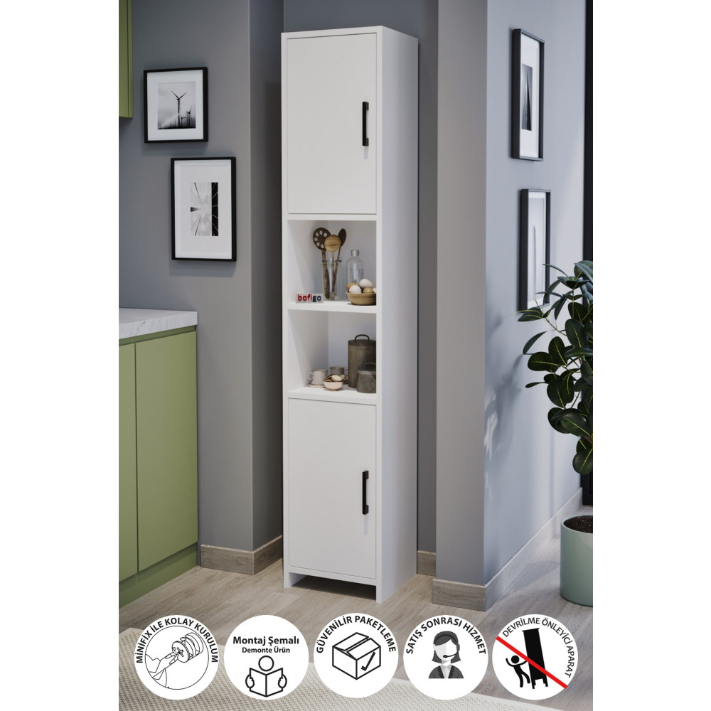 Bofigo 2 Kapaklı 6 Bölmeli Çok Amaçlı Dolap Alya Çok Amaçlı Mutfak Dolabı Banyo Dolabı Beyaz Mutfak Dolabı / Mobilyası Fiyatı