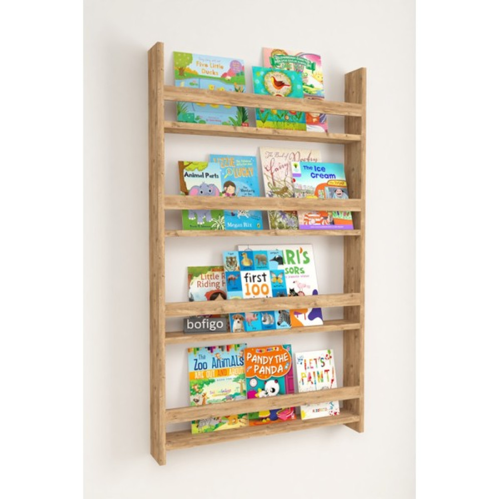 Bofigo 4 Raflı 120 x 74 cm Montessori Kitaplık Eğitici Çocuk Kitaplığı Çam Kitaplık Fiyatı