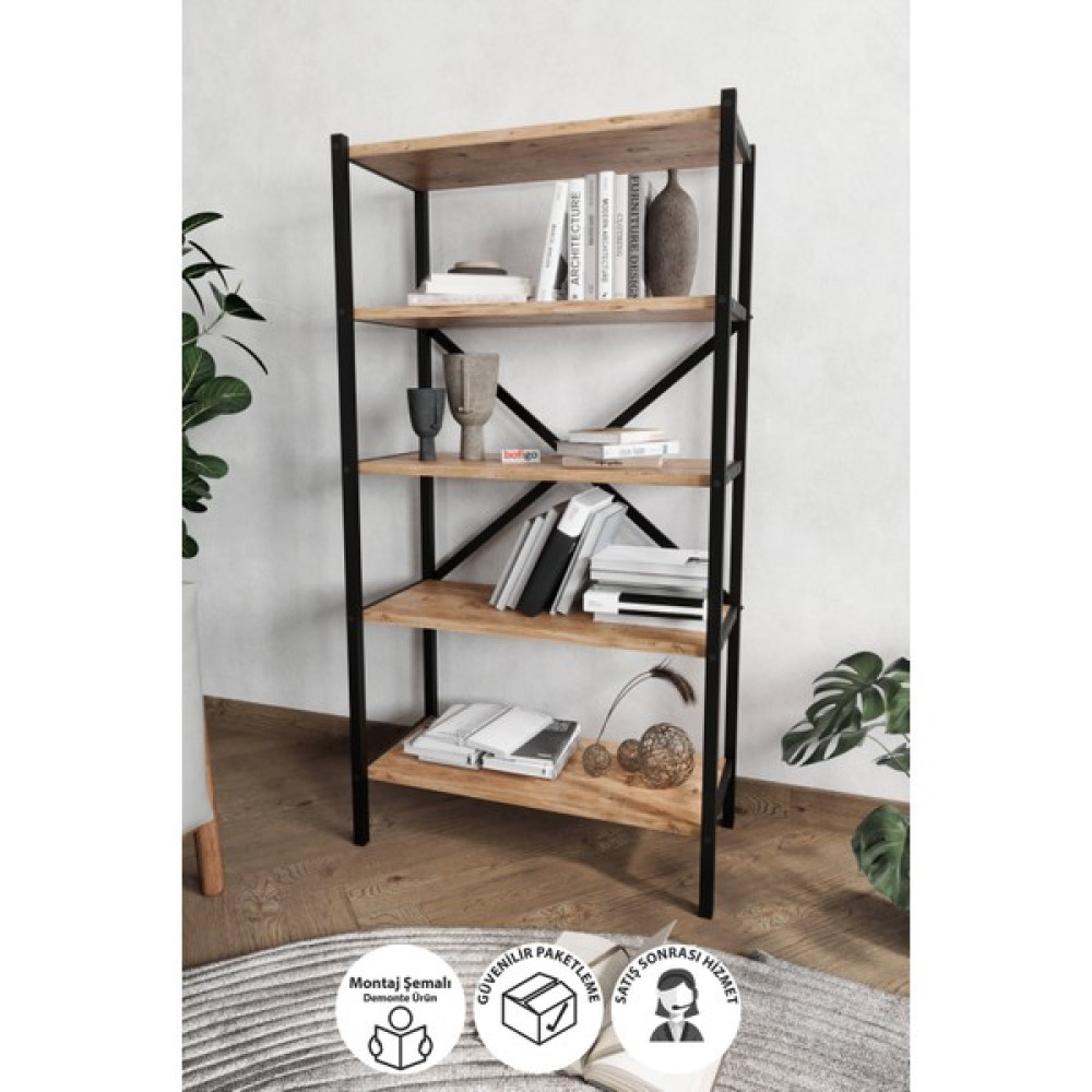 Bofigo 5 Raflı Kitaplık Dekoratif Kitaplık Metal Kitaplık Ofis Kitaplığı Urartu Çam - Çam Kitaplık Fiyatı