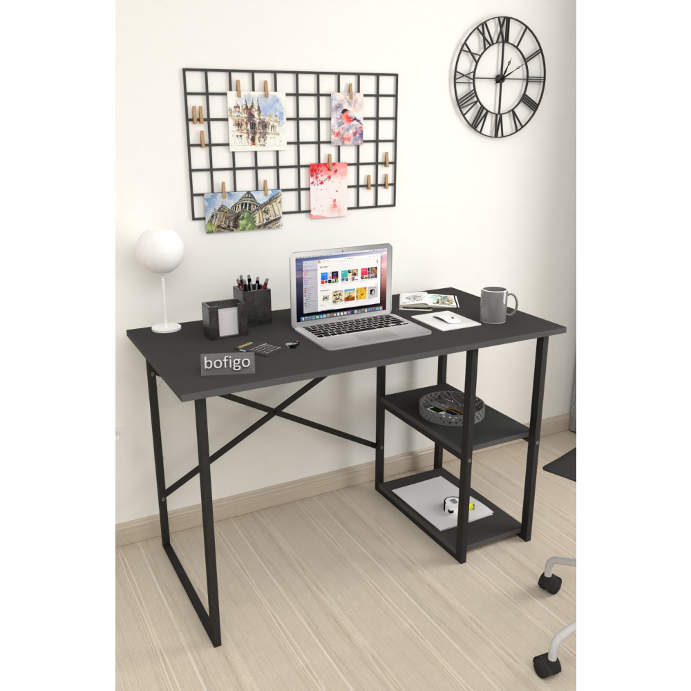 Bofigo 60x120 Cm 2 Raflı Çalışma Masası Bilgisayar Masası Ofis Ders Yemek Masası Antrasit Çalışma Masası Fiyatı