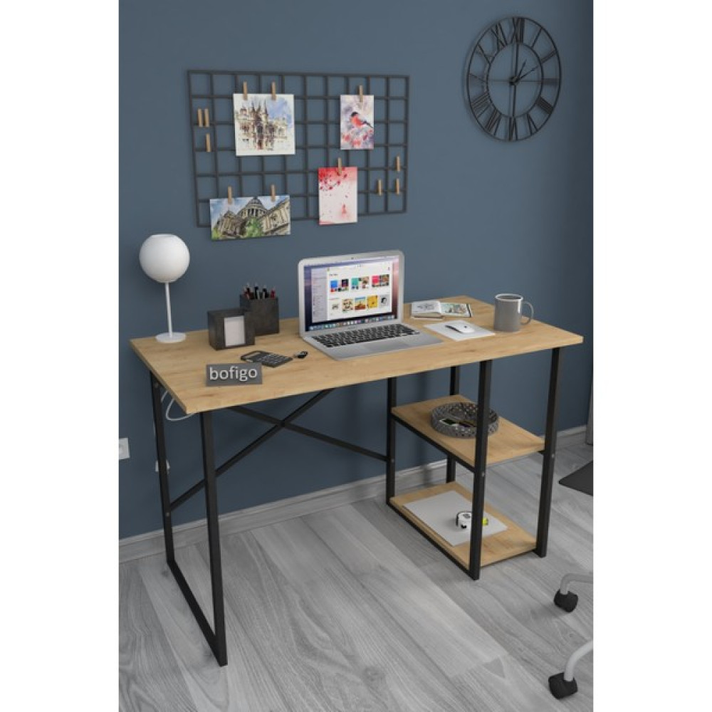 Bofigo 60X120 cm 2 Raflı Çalışma Masası Bilgisayar Masası Ofis Ders Yemek Masası Safir - Safir Meşe Çalışma Masası Fiyatı