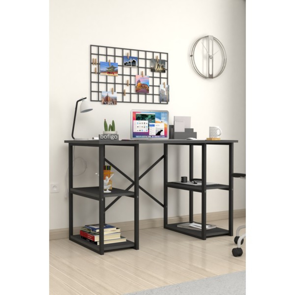 Bofigo 60X120 cm 4 Raflı Çalışma Masası Bilgisayar Masası Ofis Ders Yemek Masası Antrasit - Y: 75 cm D: 60 cm G: 120 cm Çalışma Masası Fiyatı