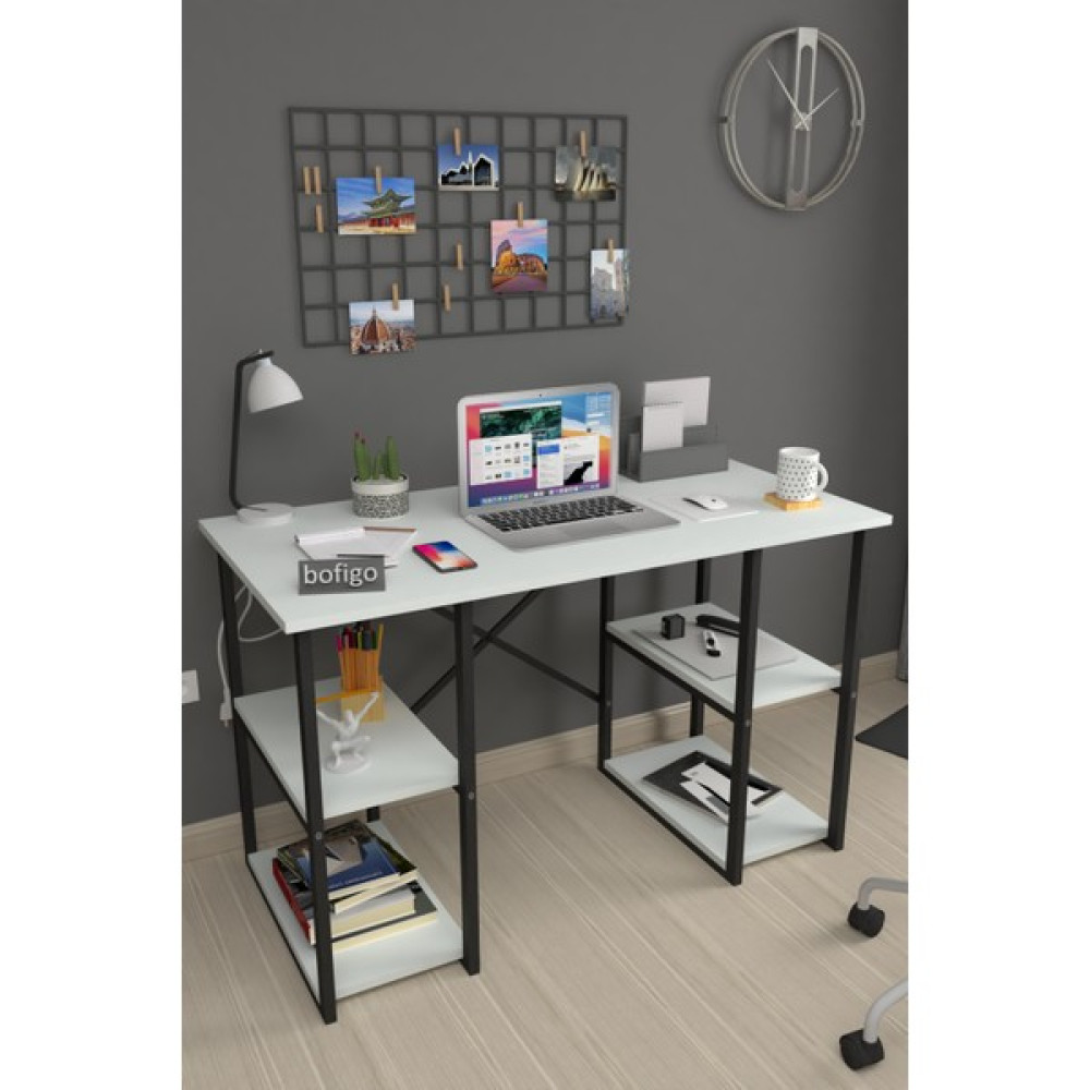Bofigo 60X120 cm 4 Raflı Çalışma Masası Bilgisayar Masası Ofis Ders Yemek Masası Beyaz - Y: 72 cm D: 60 cm G: 120 cm Çalışma Masası Fiyatı