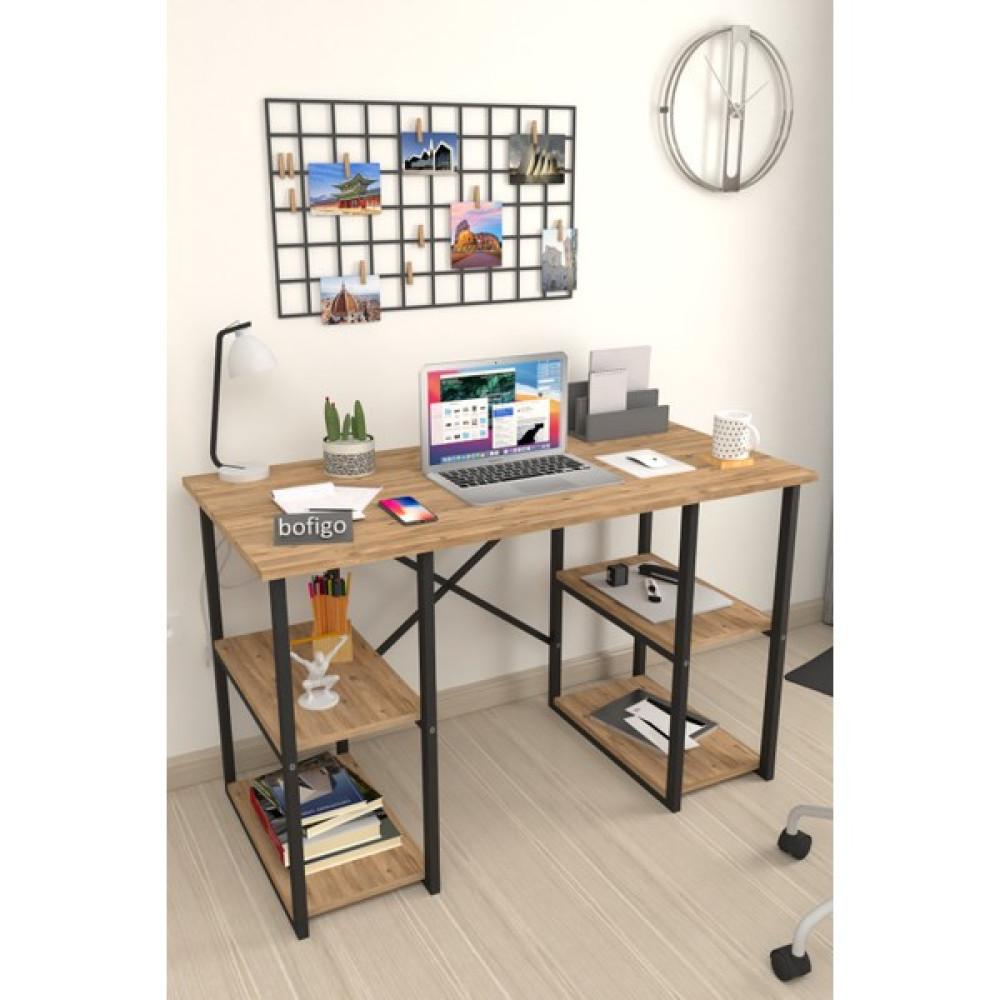 Bofigo 60X120 cm 4 Raflı Çalışma Masası Bilgisayar Masası Ofis Ders Yemek Masası Çam - Y: 72 cm D: 60 cm G: 120 cm Çalışma Masası Fiyatı
