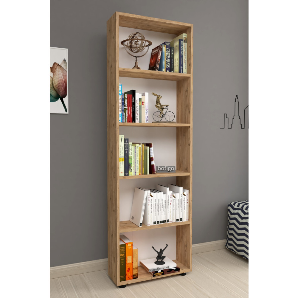 Bofigo Dekoratif 5 Raflı Kitaplık Modern Kitaplık Çam Kitaplık Fiyatı