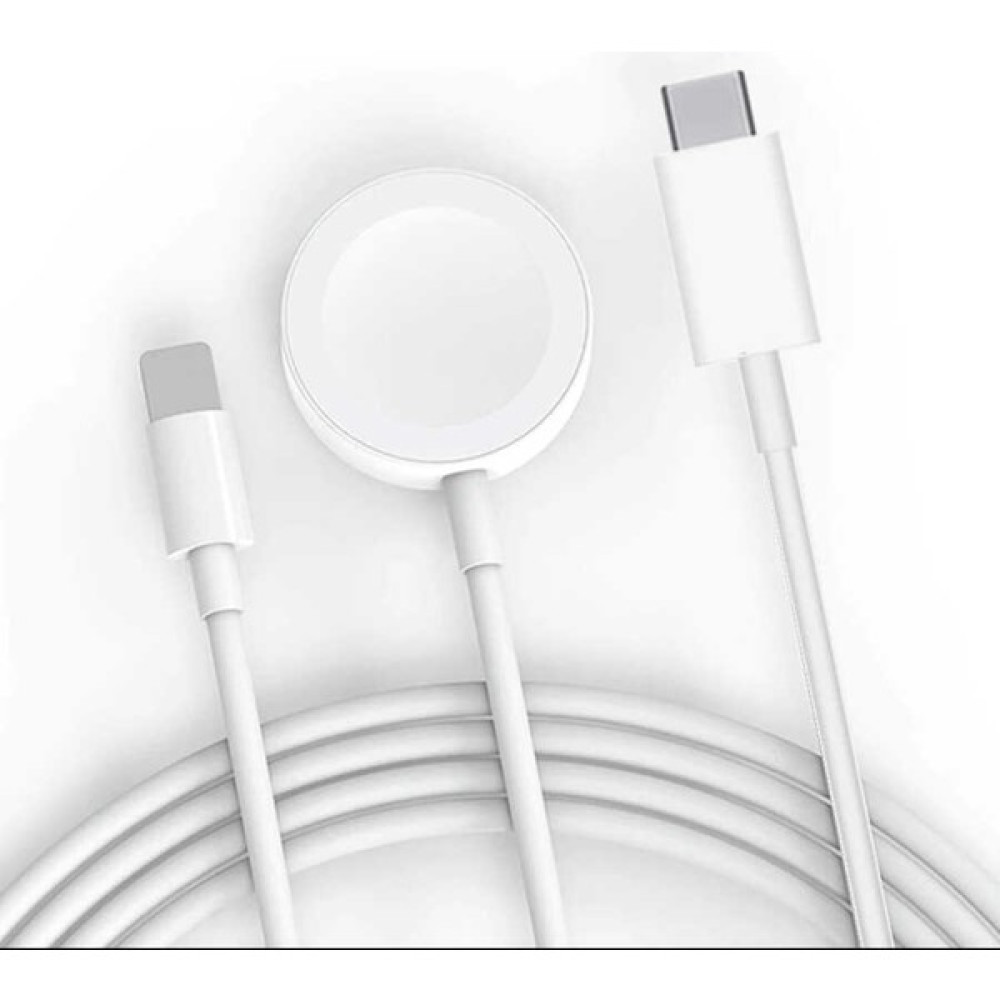 Boğazören Iphone Için Type-C-Lighting Sarj Kablosu+Akıllı Saat Kablosuz Şarj Aleti 2+1-Watch Se/7/6/5/4/3/2/1 - Beyaz Cep Telefonu Kablosu Fiyatı