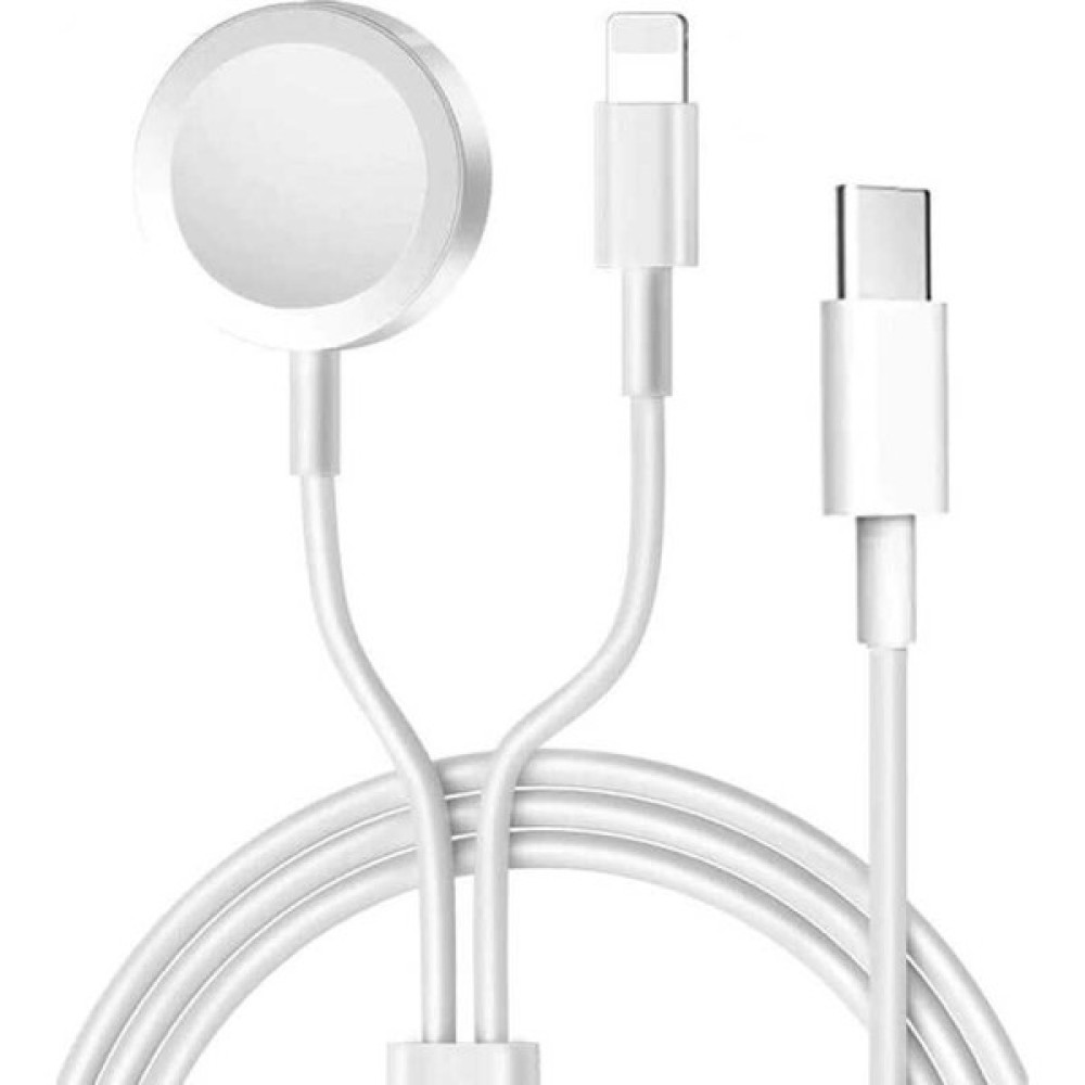 Boğazören iphone Wireless Lightning Charger Apple Saat+ Telefon Şarj Kablosu(For Apple Watch Se/7/6/5/4/3/2/1 - Beyaz Cep Telefonu Kablosu Fiyatı