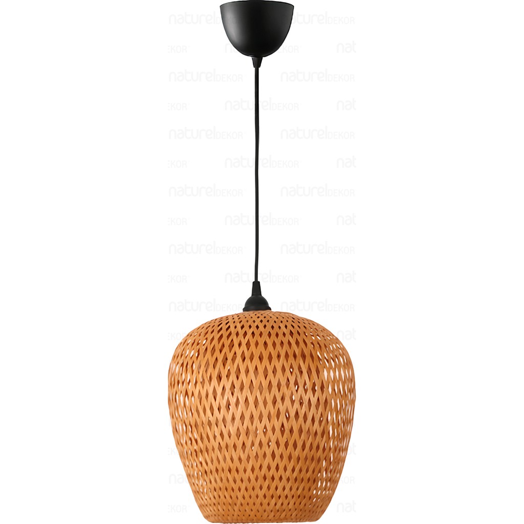 Bohem Bambu Boja Pendant Sarkıt Avize Lamba 25 cm - Iskandinav, Modern, Bohem, Rattan Aydınlatma - Natural - 1'li Avize Fiyatı