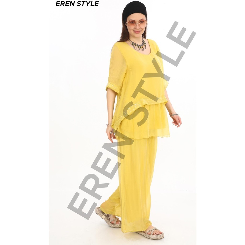 Bohem Stil Italyan Payetli Ipek Bluz Pantolon Takım Giyim & İç Giyim Fiyatı
