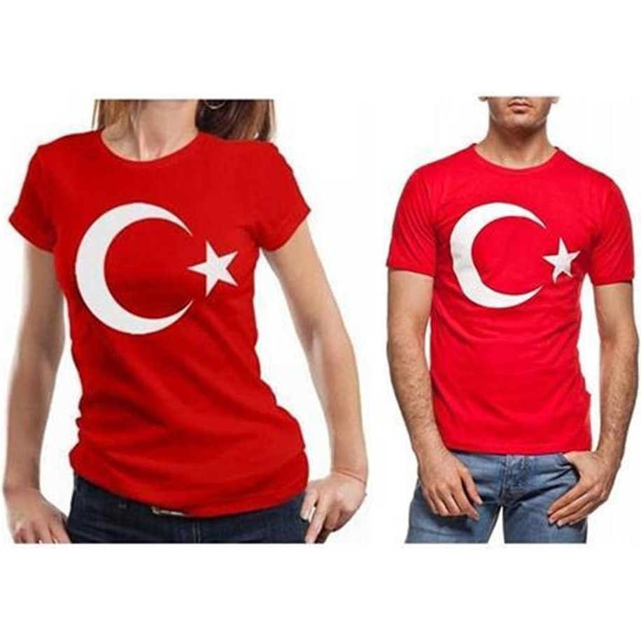 Bohem Stil Unisex Kırmızı Türk Bayraklı Kısa Kol T-Shirt Giyim & İç Giyim Fiyatı