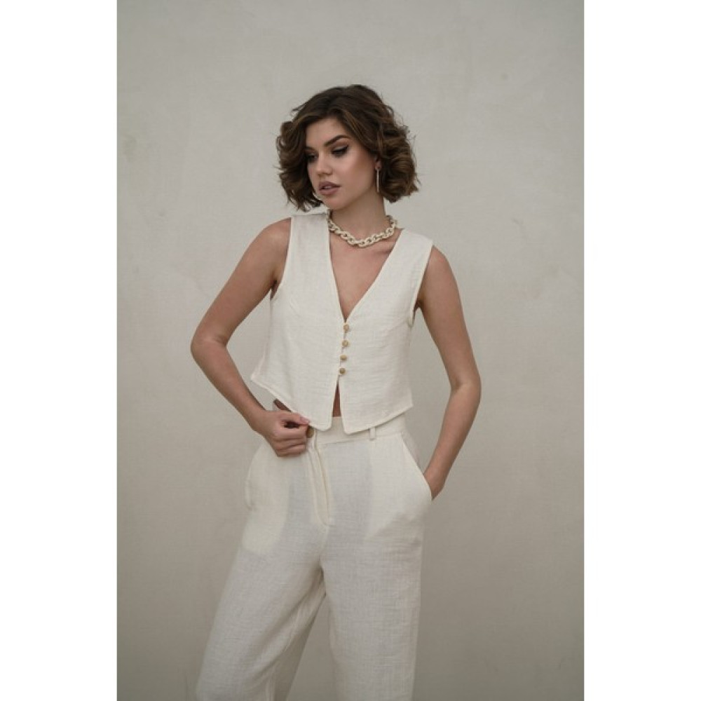 Bohemai Clover Natural Müslin Yelek-Pantolon Takım Kadın Pantolon Fiyatı