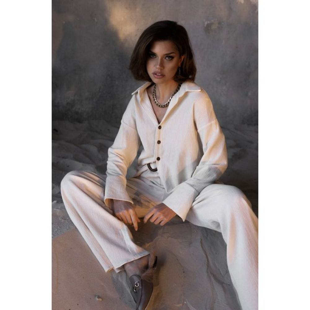 Bohemai Lotus Ahşap Kemer Detay Natural Takım Kadın Pantolon Fiyatı