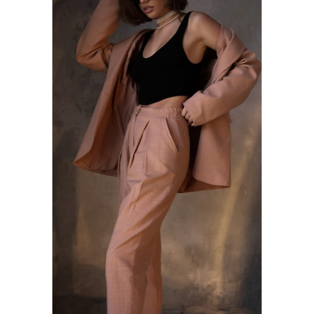 Bohemai Ponte Somon Keten Blazer Ceket Takım Kadın Pantolon Fiyatı