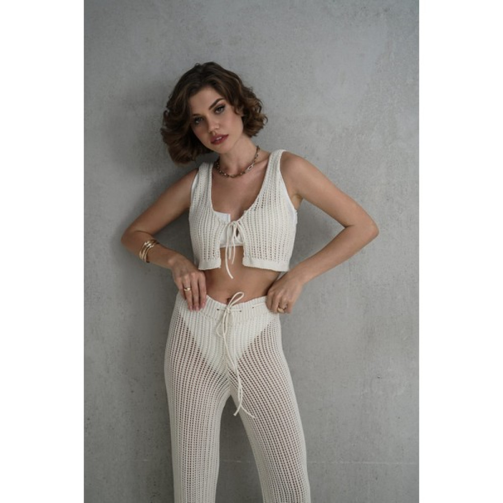 Bohemai Serah Ekru Crop Yelek - Pantolon Takım Kadın Pantolon Fiyatı