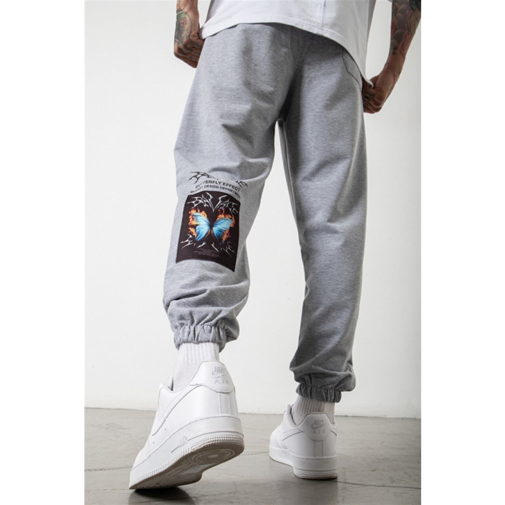 BOHEMGİYİM Gri Unisex Butterfly Baskılı Jogger Eşofman Altı M Beden Kadın Eşofman Fiyatı