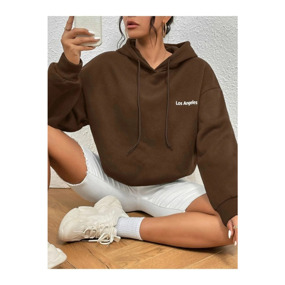 BOHEMGİYİM Kahverengi Oversize Kapüşonlu Sweatshirt L Beden Bayan Sweatshirt Fiyatı