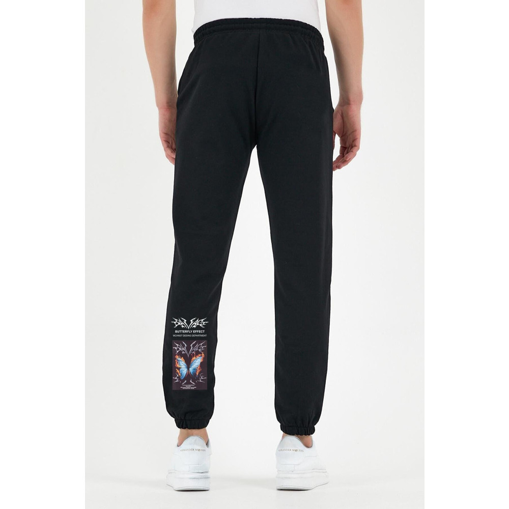 BOHEMGİYİM Siyah Unisex Butterfly Baskılı Jogger Eşofman Altı M/L Beden Kadın Eşofman Fiyatı