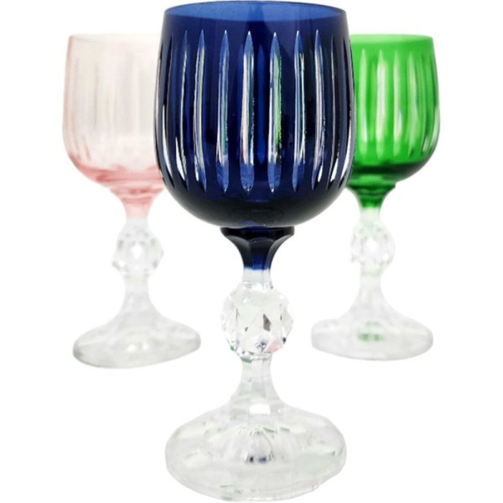 Bohemia Estan 150ML Kristal 3lü Bardak Kadeh Takımı (Mavi Yeşil Pembe) - 3 Adet - Renkli - 150 ml Fincan / Bardak / Kahve Takımı Fiyatı