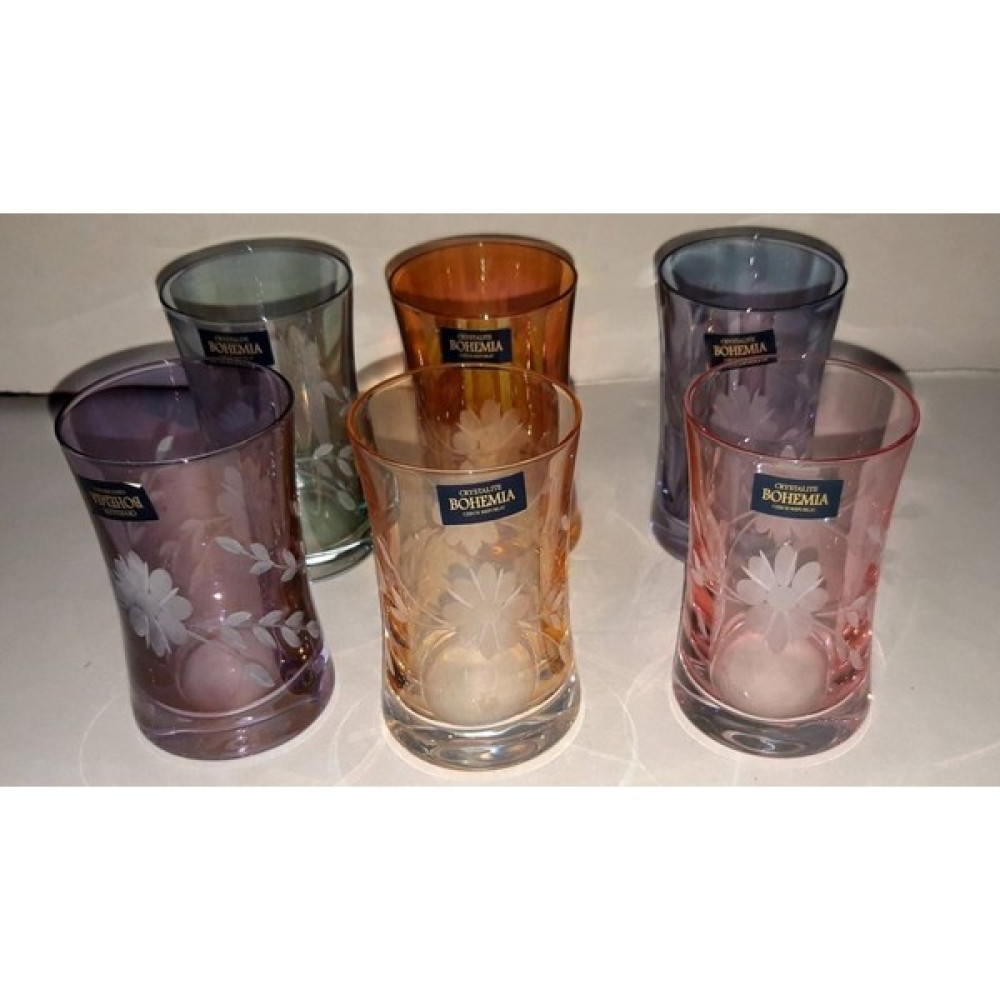 Bohemia Kristal 6 Kişilik 6 Renk Kahve Yanı Su Bardağı Fincan / Bardak / Kahve Takımı Fiyatı