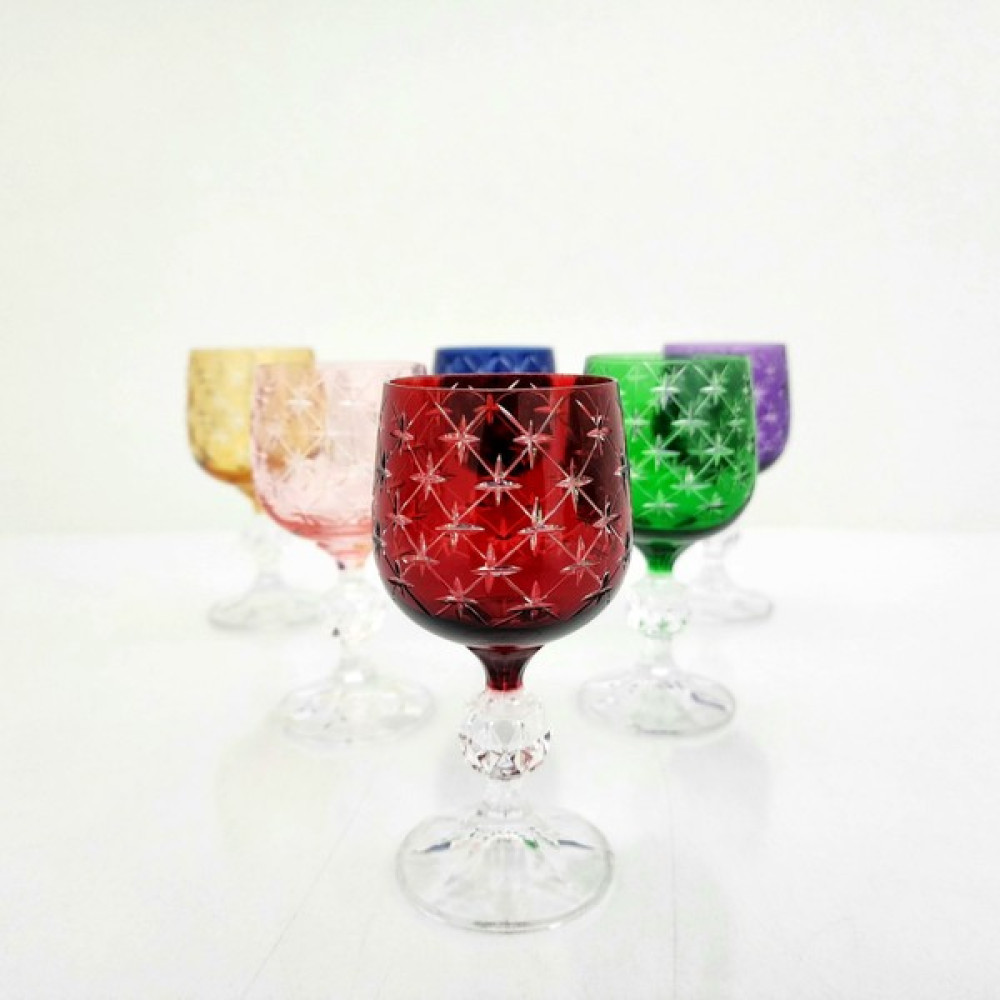 Bohemia Leonarte Casa Menşeli Bohemia Stars 150ML Kristal 6 Parça Kadeh Bardak Takımı - 6 Adet - 150 ml - Renkli Fincan / Bardak / Kahve Takımı Fiyatı