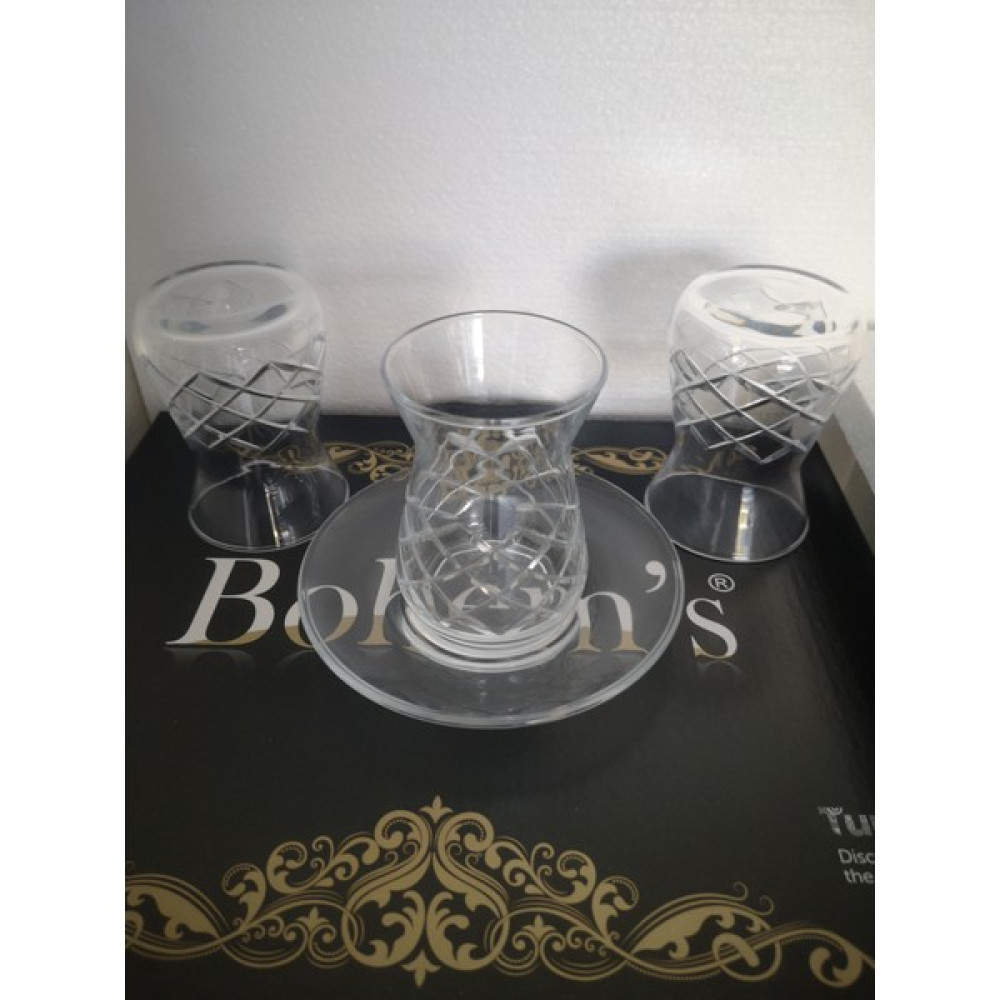 Bohems Elina 6 Lı Kesme Çay Seti Sade - Şeffaf - 90 ml Fincan / Bardak / Kahve Takımı Fiyatı