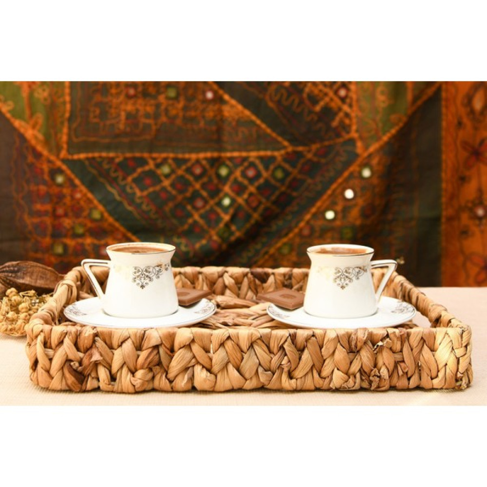 Boho Bazzar Hasır El Yapımı Kalın Örgü Dikdörtgen Tepsi 31*23*4cm Servis Tepsisi Fiyatı