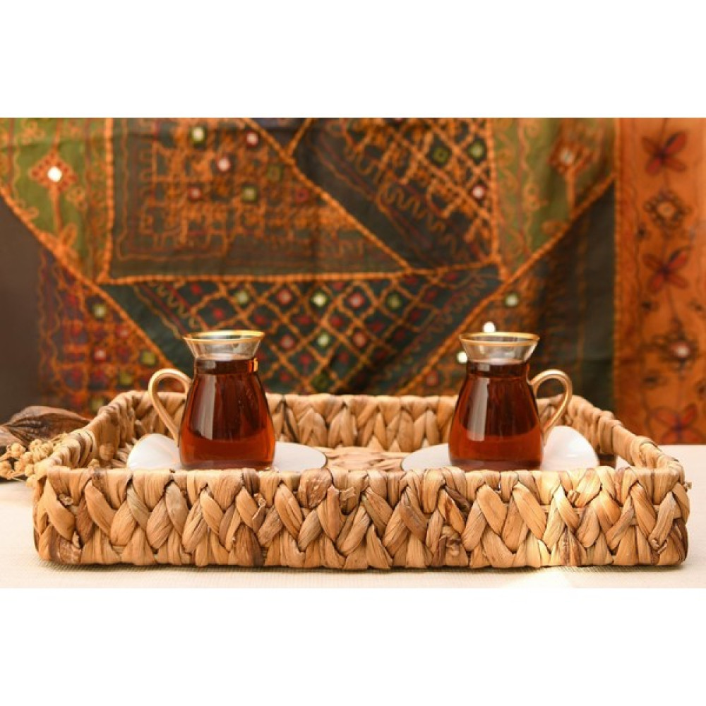 Boho Bazzar Hasır El Yapımı Kalın Örgü Dikdörtgen Tepsi 35*27*5cm Servis Tepsisi Fiyatı