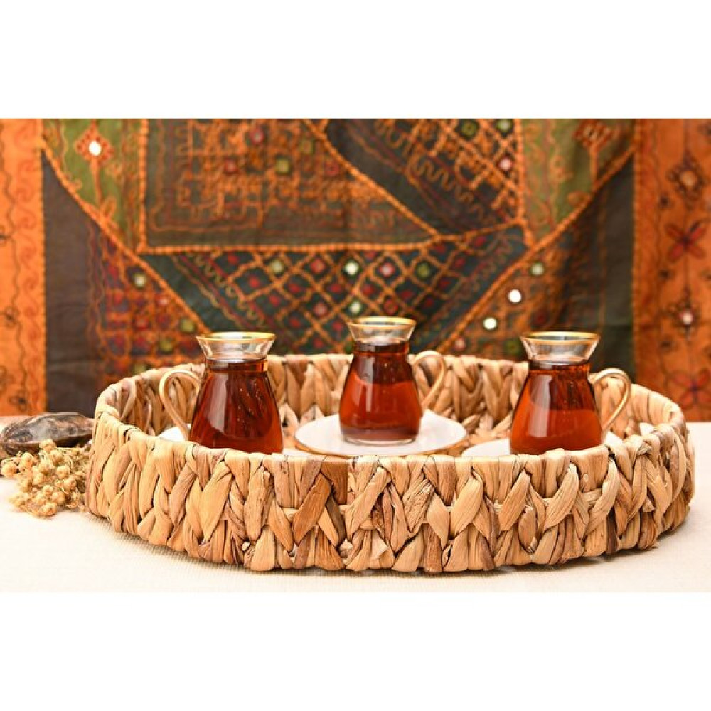 Boho Bazzar Hasır El Yapımı Kalın Örgü Oval Tepsi 40*32*6cm Servis Tepsisi Fiyatı