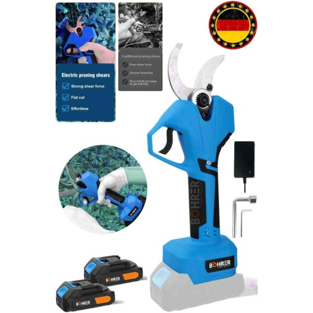 Böhrer Profesyonel V258 5 Ah 30 mm Çift Kademeli Kömürsüz Blue Akülü Budama Makası ve Budama Makinesi Dal Budama Makineleri Fiyatı