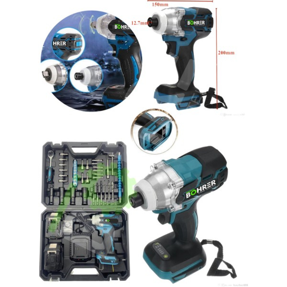 Böhrer Pross Hummer Drill Çift Akülü 5000 Mah 58 Vf Bijon-Somun Sökme Vidalama Cırcırlı Full Matkap Seti Somun Sıkma Makinesi Fiyatı