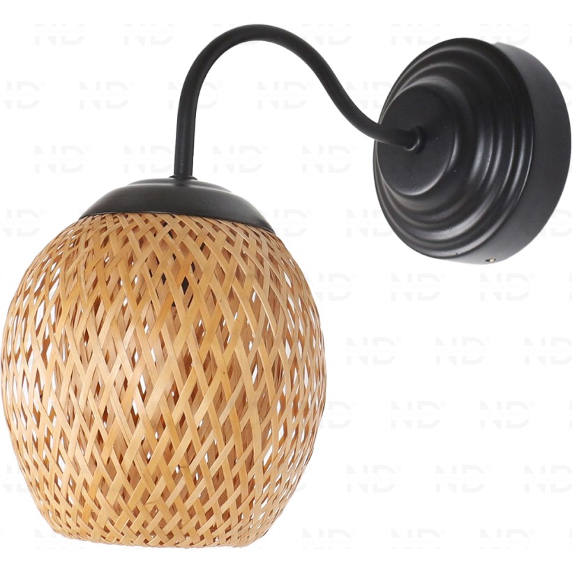 Boja Bambu Siyah Detay Aplik 15x15x25 cm İskandinav, Modern, Bohem, Rattan, Aydınlatma Aplikler Fiyatı