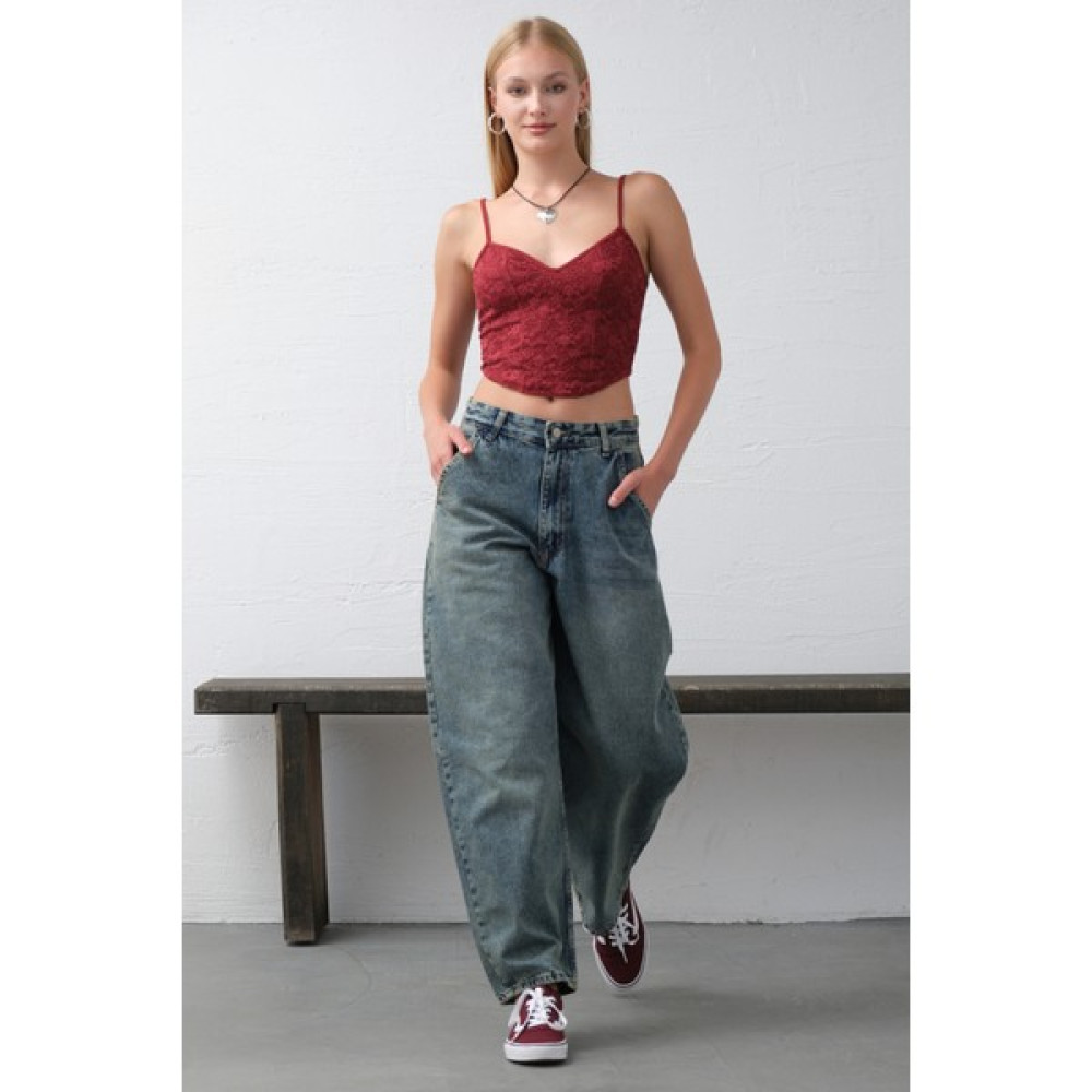 Bol Kesim Ekstra Yüksek Bel Balloon Fit Baggy Jean Kot Salaş Kadın Pantolon @cuneo Balon Bayan Jeans / Kot Pantolon Fiyatı